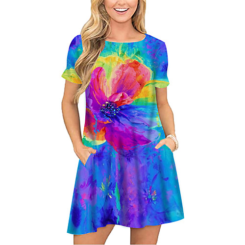 Women's T Shirt Dress Tee Dress Short Mini Dress Blue Short Sleeve Floral Color Gradient Print Spring Summer Round Neck Casual 2021 S M L XL XXL 3XL
Women's T Shirt Dress Tee Dress Short Mini Dress Blue Short Sleeve Floral Color Gradient Print Spring Summer Round Neck Casual 2021 S M L XL XXL 3XL