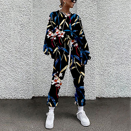 Women's Streetwear Cinched Floral Going out Casual / Daily Two Piece Set Sweatshirt Tracksuit Pant Loungewear Drawstring Print Tops
Women's Streetwear Cinched Floral Going out Casual / Daily Two Piece Set Sweatshirt Tracksuit Pant Loungewear Drawstring Print Tops