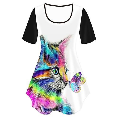 Women's Plus Size Print Cat Dog Graphic T shirt Large Size Crewneck Short Sleeve Basic Tops XL XXL 3XL Black Blue Big Size
Women's Plus Size Print Cat Dog Graphic T shirt Large Size Crewneck Short Sleeve Basic Tops XL XXL 3XL Black Blue Big Size