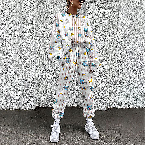 Women's Streetwear Cinched Cat Going out Casual / Daily Two Piece Set Sweatshirt Tracksuit Pant Loungewear Drawstring Print Tops
Women's Streetwear Cinched Cat Going out Casual / Daily Two Piece Set Sweatshirt Tracksuit Pant Loungewear Drawstring Print Tops