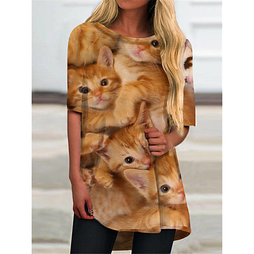 Women's T Shirt Dress Tee Dress Short Mini Dress Yellow Half Sleeve Cat Animal Print Spring Summer Round Neck Casual 2021 S M L XL XXL 3XL
Women's T Shirt Dress Tee Dress Short Mini Dress Yellow Half Sleeve Cat Animal Print Spring Summer Round Neck Casual 2021 S M L XL XXL 3XL
