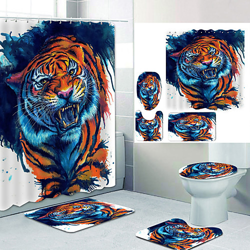 Ferocious Tiger Digital Printing Four-piece Set Shower Curtains and Hooks Modern Polyester Machine Made Waterproof Bathroom
Ferocious Tiger Digital Printing Four-piece Set Shower Curtains and Hooks Modern Polyester Machine Made Waterproof Bathroom