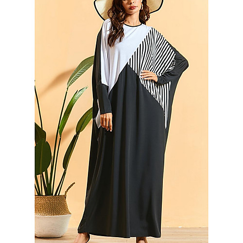 Women's Kaftan Dress Maxi long Dress Black Long Sleeve Striped Color Block Patchwork Summer Round Neck Casual Batwing Sleeve 2021 One-Size
Women's Kaftan Dress Maxi long Dress Black Long Sleeve Striped Color Block Patchwork Summer Round Neck Casual Batwing Sleeve 2021 One-Size