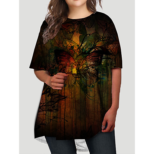 Women's Plus Size Graphic Butterfly Print Basic Half Sleeve Fall Short Mini Dress T Shirt Dress Tee Dress Black
Women's Plus Size Graphic Butterfly Print Basic Half Sleeve Fall Short Mini Dress T Shirt Dress Tee Dress Black