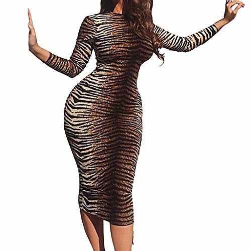 Women's Bodycon Midi Dress Screen Color Tiger pattern Long Sleeve Animal Spring & Summer Chic & Modern 2021 S M L
Women's Bodycon Midi Dress Screen Color Tiger pattern Long Sleeve Animal Spring & Summer Chic & Modern 2021 S M L