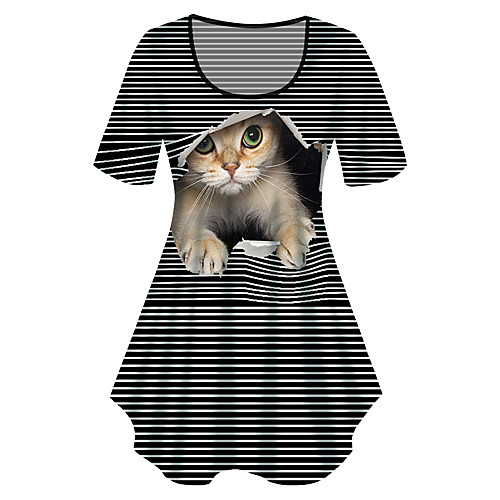 Women's Plus Size Print Striped Cat Graphic T shirt Large Size Crewneck Short Sleeve Basic Tops XL XXL 3XL Black Big Size
Women's Plus Size Print Striped Cat Graphic T shirt Large Size Crewneck Short Sleeve Basic Tops XL XXL 3XL Black Big Size