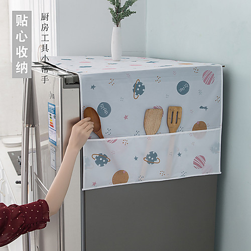 

microwave oven cover peva simple refrigerator dust cover cover cloth household printing waterproof and dustproof storage and finishing refrigerator cover
