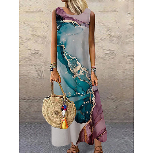 Women's Shift Dress Maxi long Dress Blue Purple Sleeveless Print Color Gradient Print Spring Summer Round Neck Casual 2021 S M L XL XXL 3XL
Women's Shift Dress Maxi long Dress Blue Purple Sleeveless Print Color Gradient Print Spring Summer Round Neck Casual 2021 S M L XL XXL 3XL