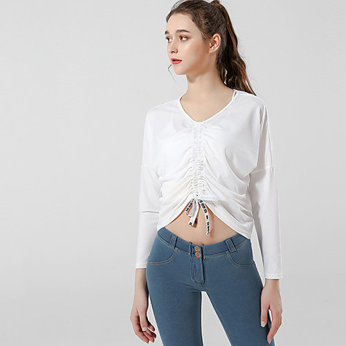 Women's Tee / T-shirt Drawstring V Neck Nylon Solid Color Sport Athleisure T Shirt Top Long Sleeve Quick Dry Breathable Soft Comfortable Everyday Use Casual Daily Outdoor
Women's Tee / T-shirt Drawstring V Neck Nylon Solid Color Sport Athleisure T Shirt Top Long Sleeve Quick Dry Breathable Soft Comfortable Everyday Use Casual Daily Outdoor