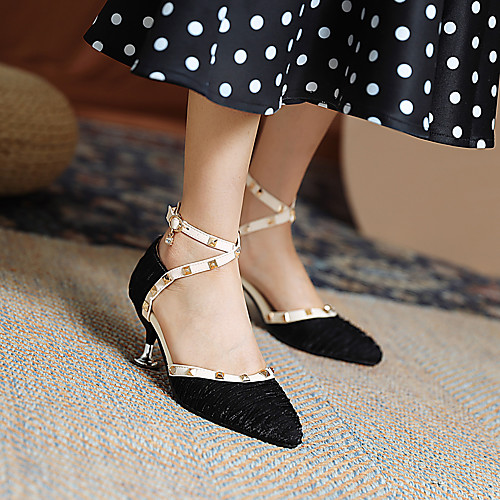 Women's Sandals Kitten Heel Round Toe Cotton Pearl Rivet Solid Colored Black Pink Beige
Women's Sandals Kitten Heel Round Toe Cotton Pearl Rivet Solid Colored Black Pink Beige