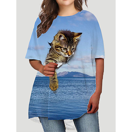 Women's Plus Size Dresses T Shirt Dress Tee Dress Short Mini Dress Half Sleeve Cat Graphic Animal Print Basic Fall Blue XL XXL 3XL 4XL 5XL / Holiday
Women's Plus Size Dresses T Shirt Dress Tee Dress Short Mini Dress Half Sleeve Cat Graphic Animal Print Basic Fall Blue XL XXL 3XL 4XL 5XL / Holiday