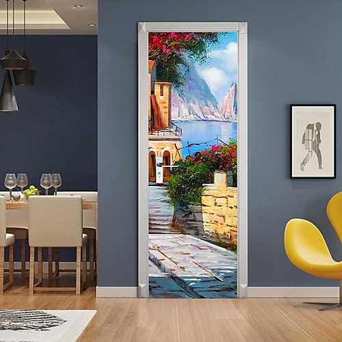 Oil Painting Style 2pcs Self-adhesive Creative Lakeside Courtyard Door Stickers For Living Room Diy Decoration Home Waterproof Wall Stickers
Oil Painting Style 2pcs Self-adhesive Creative Lakeside Courtyard Door Stickers For Living Room Diy Decoration Home Waterproof Wall Stickers