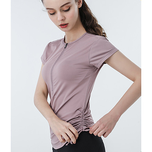Women's Crew Neck Yoga Top Zipper Shirred Solid Color White Light Green Light Purple Dark Green Light Pink Spandex Yoga Fitness Gym Workout Tee Tshirt Top Short Sleeve Sport Activewear Breathable
Women's Crew Neck Yoga Top Zipper Shirred Solid Color White Light Green Light Purple Dark Green Light Pink Spandex Yoga Fitness Gym Workout Tee Tshirt Top Short Sleeve Sport Activewear Breathable