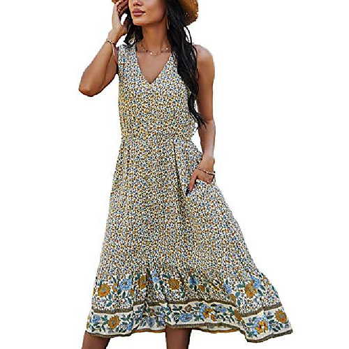 temofon women dress summer sleeveless floral bohemian v neck button down flowy dresses white l
temofon women dress summer sleeveless floral bohemian v neck button down flowy dresses white l