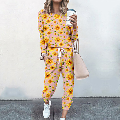 Women's Streetwear Cinched Floral Going out Casual / Daily Two Piece Set Sweatshirt Tracksuit Pant Loungewear Drawstring Print Tops
Women's Streetwear Cinched Floral Going out Casual / Daily Two Piece Set Sweatshirt Tracksuit Pant Loungewear Drawstring Print Tops