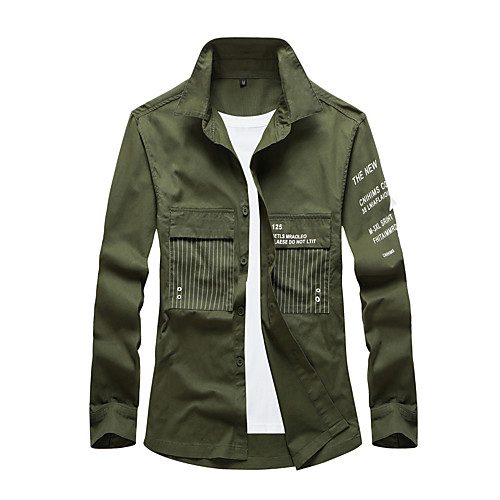 Men's Shirt Letter Button-Down Long Sleeve Casual Tops 100% Cotton Basic Casual Comfortable Black Army Green Khaki
Men's Shirt Letter Button-Down Long Sleeve Casual Tops 100% Cotton Basic Casual Comfortable Black Army Green Khaki