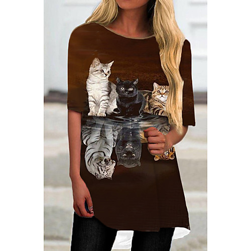 Women's T Shirt Dress Tee Dress Short Mini Dress Black Brown Half Sleeve Cat Animal Print Spring Summer Round Neck Casual 2021 S M L XL XXL 3XL
Women's T Shirt Dress Tee Dress Short Mini Dress Black Brown Half Sleeve Cat Animal Print Spring Summer Round Neck Casual 2021 S M L XL XXL 3XL