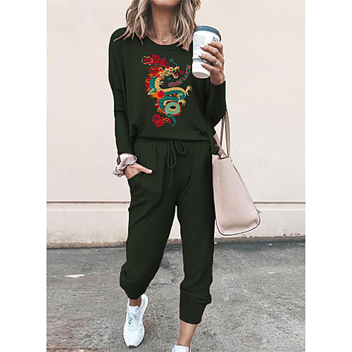 Women Basic Streetwear Print Vacation Casual / Daily Two Piece Set Tracksuit T shirt Pant Loungewear Drawstring Print Tops
Women Basic Streetwear Print Vacation Casual / Daily Two Piece Set Tracksuit T shirt Pant Loungewear Drawstring Print Tops