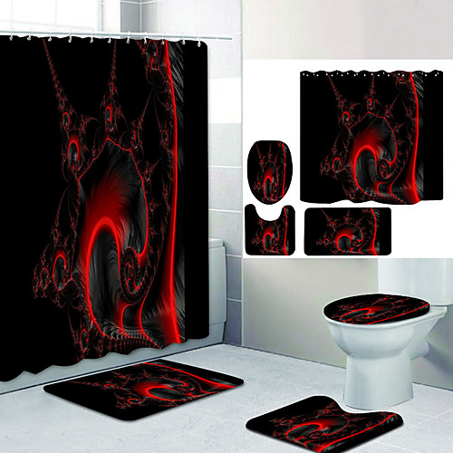Red Swirl Digital Printing Four-piece Set Shower Curtains and Hooks Modern Polyester Machine Made Waterproof Bathroom
Red Swirl Digital Printing Four-piece Set Shower Curtains and Hooks Modern Polyester Machine Made Waterproof Bathroom
