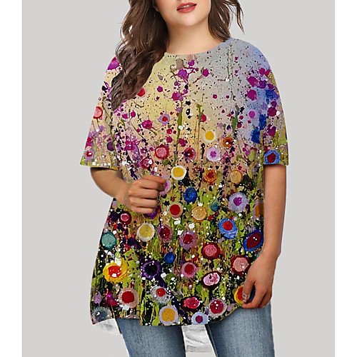 Women's Plus Size Floral Graphic Print Basic Half Sleeve Fall Short Mini Dress T Shirt Dress Tee Dress Blue
Women's Plus Size Floral Graphic Print Basic Half Sleeve Fall Short Mini Dress T Shirt Dress Tee Dress Blue