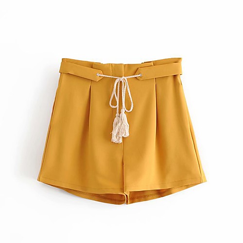 Women's Fashion Casual / Sporty Comfort Casual Daily Shorts Pants Plain Full Length Tassel Fringe Elastic Drawstring Design Yellow
Women's Fashion Casual / Sporty Comfort Casual Daily Shorts Pants Plain Full Length Tassel Fringe Elastic Drawstring Design Yellow