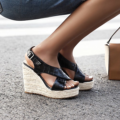 Women's Sandals Wedge Heel Round Toe Nubuck Solid Colored Leopard Black Yellow
Women's Sandals Wedge Heel Round Toe Nubuck Solid Colored Leopard Black Yellow