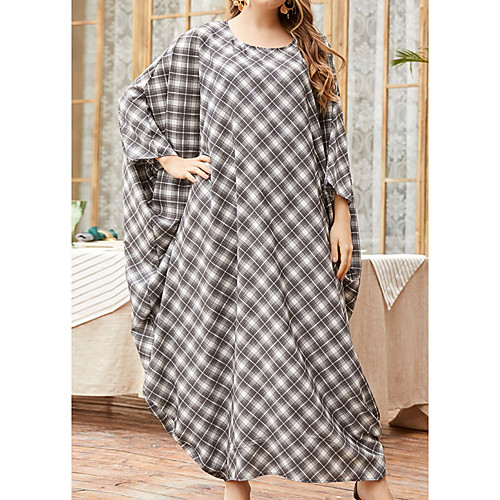 Women's Kaftan Dress Maxi long Dress Gray Long Sleeve Check Patchwork Summer Round Neck Casual 2021 One-Size
Women's Kaftan Dress Maxi long Dress Gray Long Sleeve Check Patchwork Summer Round Neck Casual 2021 One-Size