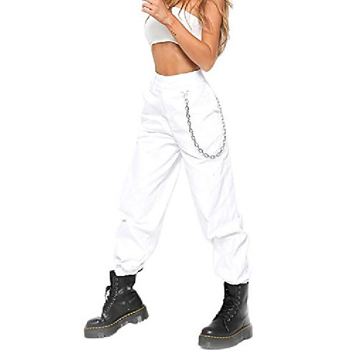tewwey women's casual cargo pants high waist loose fitted jogger harem combat twill trouser with pockets white l
tewwey women's casual cargo pants high waist loose fitted jogger harem combat twill trouser with pockets white l