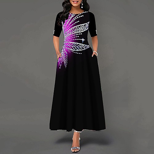 Women's A Line Dress Maxi long Dress Purple Half Sleeve Print Spring Summer Round Neck Elegant 2021 S M L XL XXL
Women's A Line Dress Maxi long Dress Purple Half Sleeve Print Spring Summer Round Neck Elegant 2021 S M L XL XXL