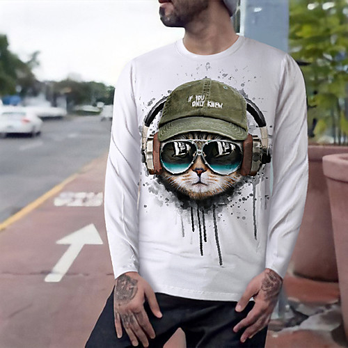 Men's T shirt 3D Print Graphic Animal Long Sleeve Daily Tops Basic Elegant White
Men's T shirt 3D Print Graphic Animal Long Sleeve Daily Tops Basic Elegant White