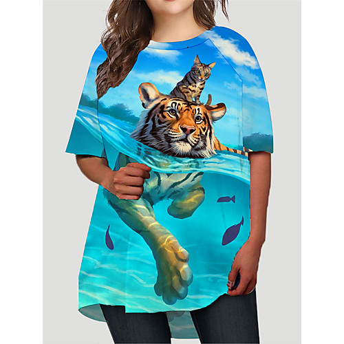 Women's Plus Size Dresses T Shirt Dress Tee Dress Short Mini Dress Half Sleeve Cat Graphic Tiger Print Basic Fall Blue XL XXL 3XL 4XL 5XL / Holiday
Women's Plus Size Dresses T Shirt Dress Tee Dress Short Mini Dress Half Sleeve Cat Graphic Tiger Print Basic Fall Blue XL XXL 3XL 4XL 5XL / Holiday