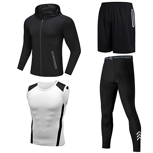 Men's Activewear Set Athleisure 4pcs Summer Long Sleeve Spandex Quick Dry Breathable Sweat Out Gym Workout Jogging Sportswear Solid Colored Normal Tank Top Black / Red White Black Light Red Burgundy
Men's Activewear Set Athleisure 4pcs Summer Long Sleeve Spandex Quick Dry Breathable Sweat Out Gym Workout Jogging Sportswear Solid Colored Normal Tank Top Black / Red White Black Light Red Burgundy