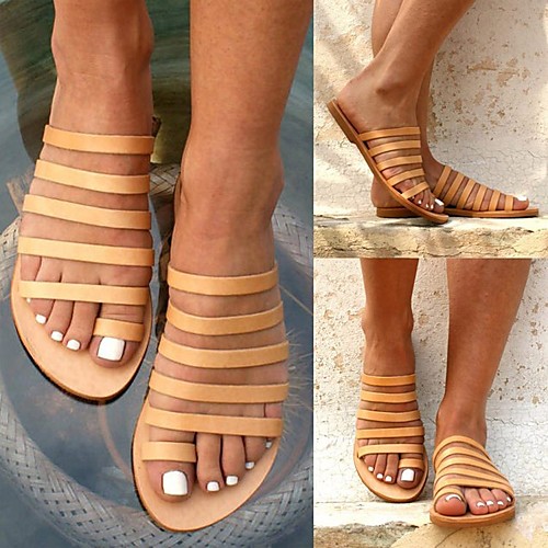 Women's Sandals Boho Bohemia Beach Roman Shoes Gladiator Sandals Flat Heel Round Toe PU Solid Colored Light Brown Black Gold
Women's Sandals Boho Bohemia Beach Roman Shoes Gladiator Sandals Flat Heel Round Toe PU Solid Colored Light Brown Black Gold