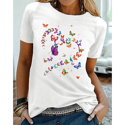 Women's T shirt Graphic Butterfly Heart Print Round Neck Tops 100% Cotton Basic Basic Top White Black
Women's T shirt Graphic Butterfly Heart Print Round Neck Tops 100% Cotton Basic Basic Top White Black