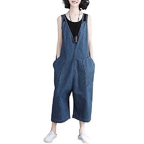 women loose fit wide leg overalls jumpsuits denim bib cropped pants (xxl, blue)
women loose fit wide leg overalls jumpsuits denim bib cropped pants (xxl, blue)