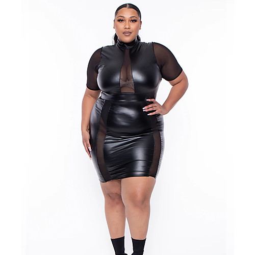 Women's Plus Size Plain Sexy Short Sleeve Mesh heath Dress Short Mini Dress Black
Women's Plus Size Plain Sexy Short Sleeve Mesh heath Dress Short Mini Dress Black
