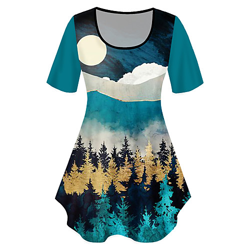 Women's Plus Size Print Graphic Scenery T shirt Large Size Crewneck Short Sleeve Basic Tops XL XXL 3XL Green Big Size
Women's Plus Size Print Graphic Scenery T shirt Large Size Crewneck Short Sleeve Basic Tops XL XXL 3XL Green Big Size