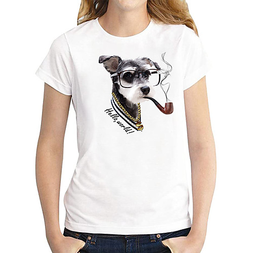 Women's T shirt Dog Text Animal Print Round Neck Tops 100% Cotton Basic Basic Top White Black
Women's T shirt Dog Text Animal Print Round Neck Tops 100% Cotton Basic Basic Top White Black