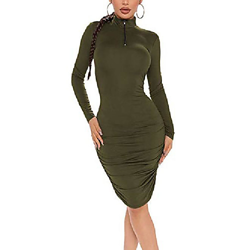 ruched bodycon dress for women long sleeve high zipper comfy midi party dresses green l
ruched bodycon dress for women long sleeve high zipper comfy midi party dresses green l
