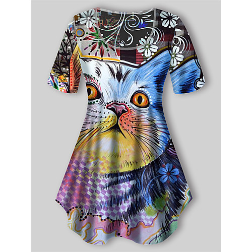 Women's Plus Size Print Floral Cat Graphic T shirt Large Size Crewneck Short Sleeve Basic Tops XL XXL 3XL Blue Big Size
Women's Plus Size Print Floral Cat Graphic T shirt Large Size Crewneck Short Sleeve Basic Tops XL XXL 3XL Blue Big Size