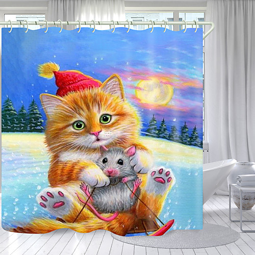 Cat Catching Mouse Digital Printing Shower Curtain Shower Curtains Hooks Modern Polyester New Design
Cat Catching Mouse Digital Printing Shower Curtain Shower Curtains Hooks Modern Polyester New Design