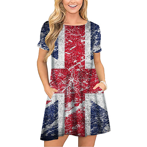 Women's T Shirt Dress Tee Dress Short Mini Dress Blue Short Sleeve Print Flag Pocket Print Spring Summer Round Neck Casual 2021 S M L XL XXL 3XL
Women's T Shirt Dress Tee Dress Short Mini Dress Blue Short Sleeve Print Flag Pocket Print Spring Summer Round Neck Casual 2021 S M L XL XXL 3XL