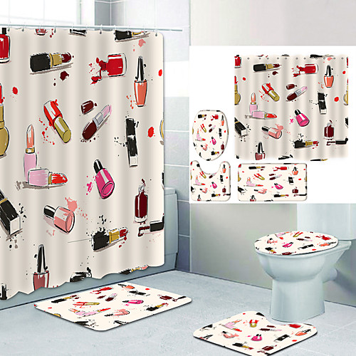 Artistic Lipstick Painting Digital Printing Four-piece Set Shower Curtains and Hooks Modern Polyester Machine Made Waterproof Bathroom
Artistic Lipstick Painting Digital Printing Four-piece Set Shower Curtains and Hooks Modern Polyester Machine Made Waterproof Bathroom