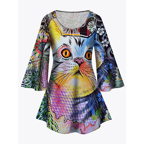 Women's Plus Size Print Cat Graphic Animal Tunic Large Size Crewneck 3/4 Length Sleeve Basic Tops XL XXL 3XL Blue Big Size
Women's Plus Size Print Cat Graphic Animal Tunic Large Size Crewneck 3/4 Length Sleeve Basic Tops XL XXL 3XL Blue Big Size