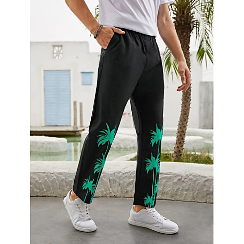 Men's Chino Outdoor Sports Casual Holiday Pants Chinos Pants Tropical Leaf Full Length Print Black
Men's Chino Outdoor Sports Casual Holiday Pants Chinos Pants Tropical Leaf Full Length Print Black