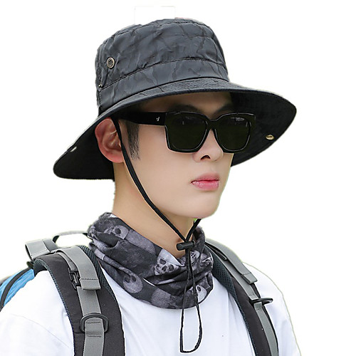 

Men's Fisherman Hat 1 PCS Outdoor Portable Sunscreen Soft Breathable Hat Camo Polyester Black Army Green Burgundy for Fishing Climbing Beach