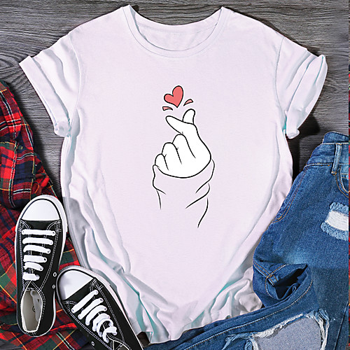 Women's T shirt Graphic Heart Print Round Neck Tops 100% Cotton Basic Basic Top White Black Purple
Women's T shirt Graphic Heart Print Round Neck Tops 100% Cotton Basic Basic Top White Black Purple