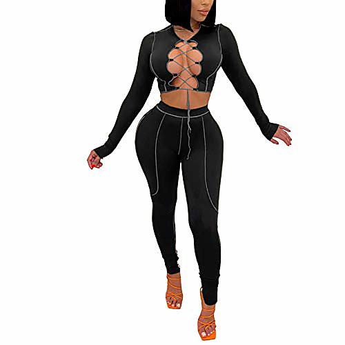 women sexy 2 piece outfits - hollow out crop top shorts set romper clubwear jumpsuit black
women sexy 2 piece outfits - hollow out crop top shorts set romper clubwear jumpsuit black