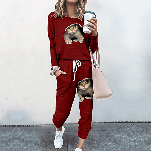 Women's Streetwear Cinched Cat 3D Going out Casual / Daily Two Piece Set Sweatshirt Tracksuit Pant Loungewear Drawstring Print Tops
Women's Streetwear Cinched Cat 3D Going out Casual / Daily Two Piece Set Sweatshirt Tracksuit Pant Loungewear Drawstring Print Tops
