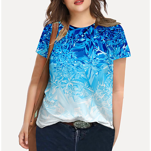 Women's Plus Size Print Color Gradient Graphic T shirt Large Size Crewneck Short Sleeve Basic Tops XL XXL 3XL Blue Big Size
Women's Plus Size Print Color Gradient Graphic T shirt Large Size Crewneck Short Sleeve Basic Tops XL XXL 3XL Blue Big Size